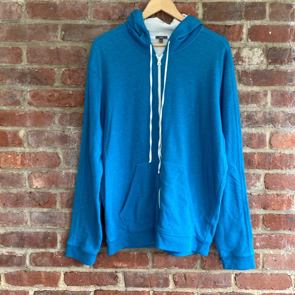 Vince Teal Blue Men's Full Zip Cotton Hoodie Size Large